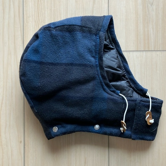 The north face jacket hood button on dark blue checkered plaid snaps - Picture 1 of 6